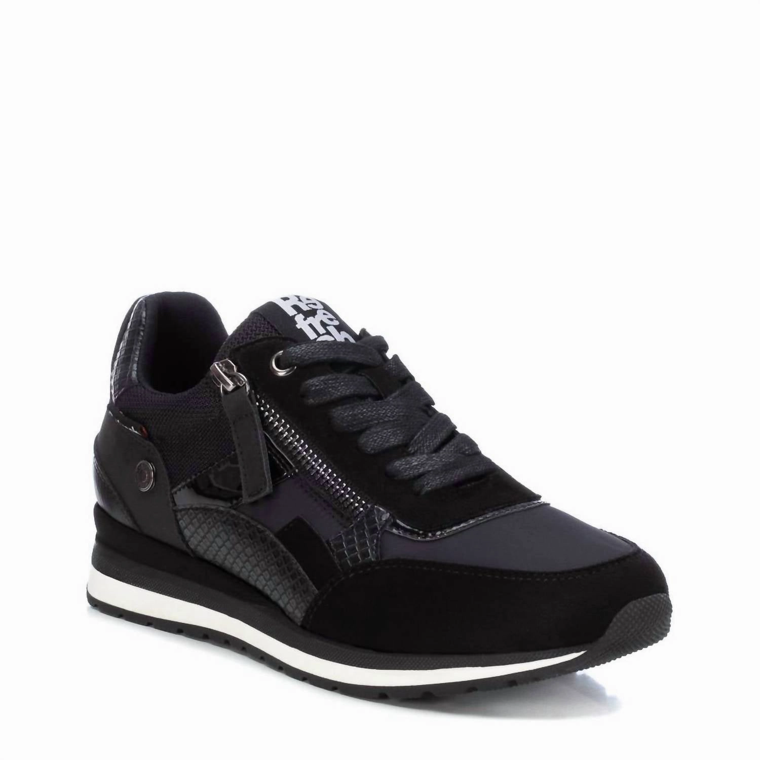 Women's Lace-Up Sneakers In Black Abrasion resistant Zero Break In Design
