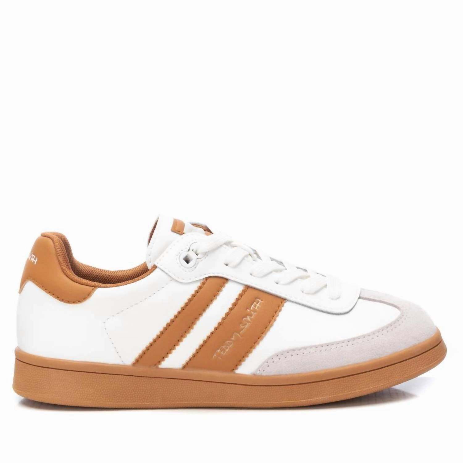 Comfort Walk Women's Lace-Up Sneakers In White/camel