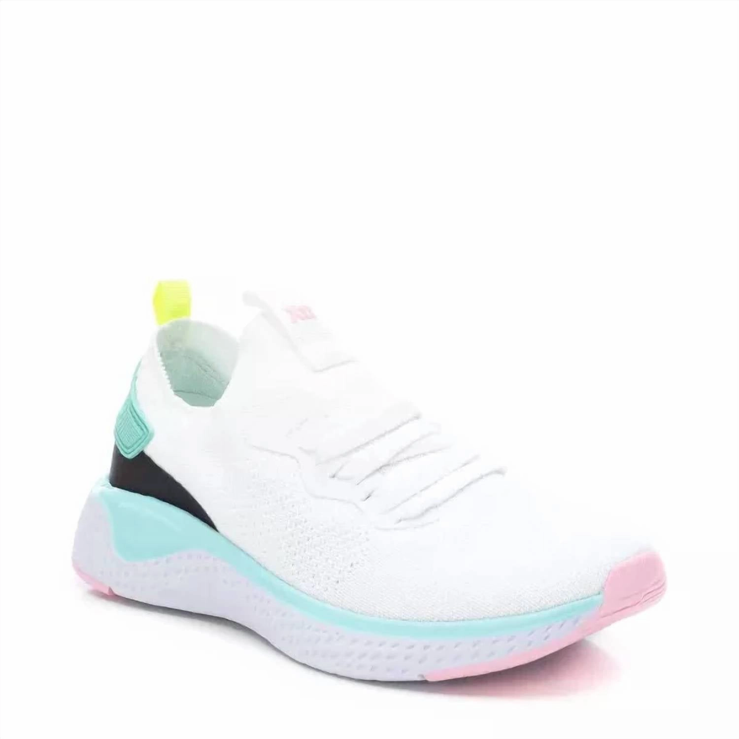 Women's Lace-Up Sneakers In White Comfortable Midsole Collared Heel