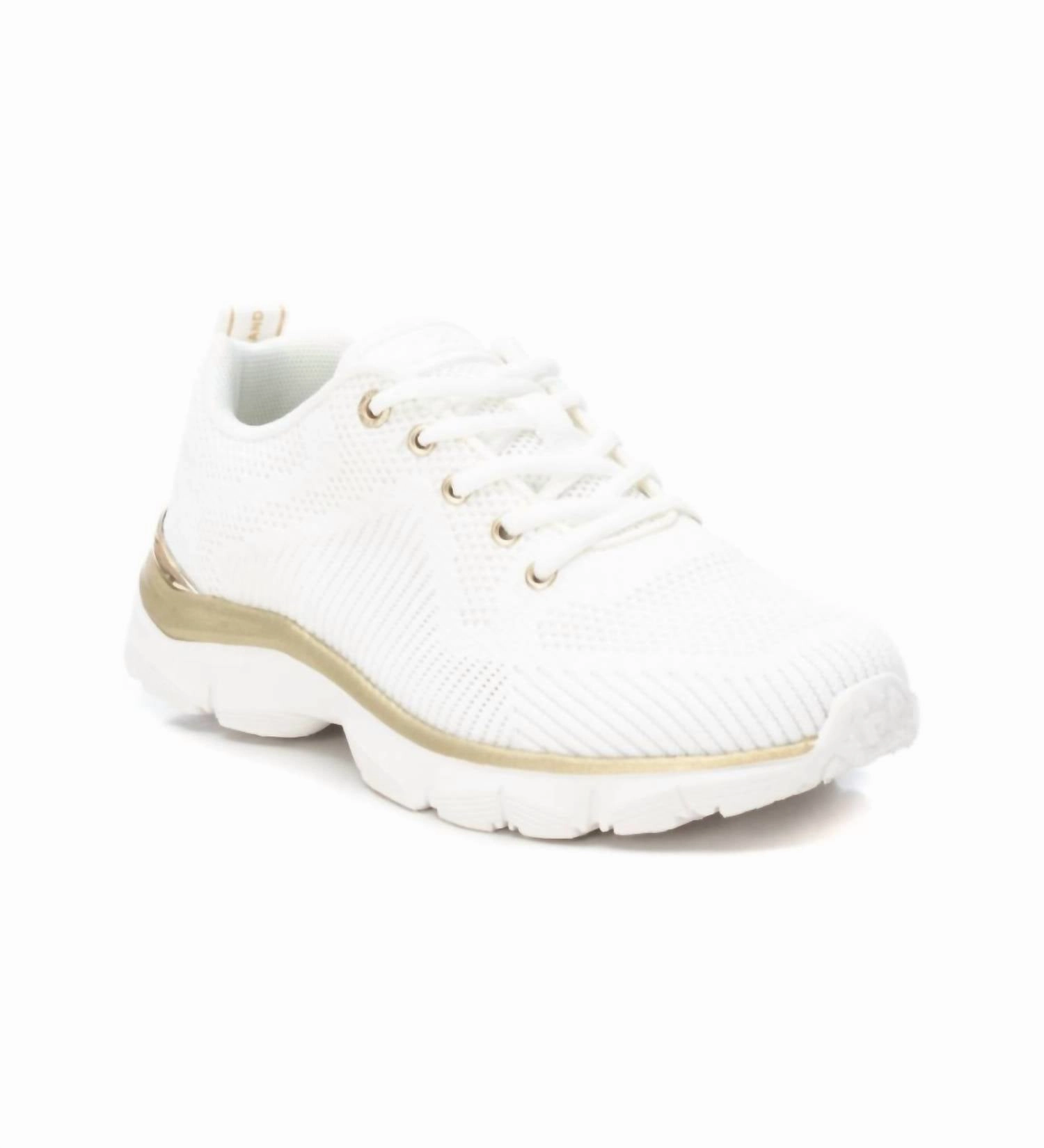 Smooth Texture All-around silhouette Women's Lace-Up Sneakers In White