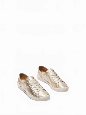Eco Friendly Dye Women's Laminato Lace-Up Shoes In Champagne