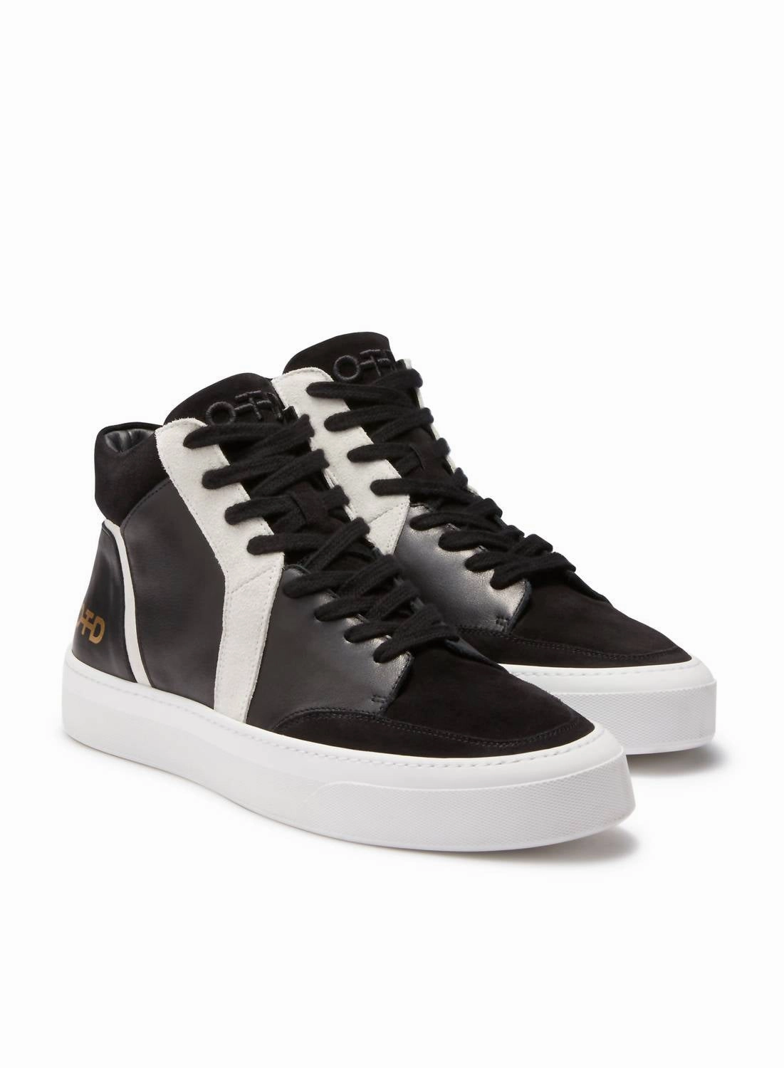 Women's Leather Mid Top Sneaker In Black Spring Walk Fashion Edge