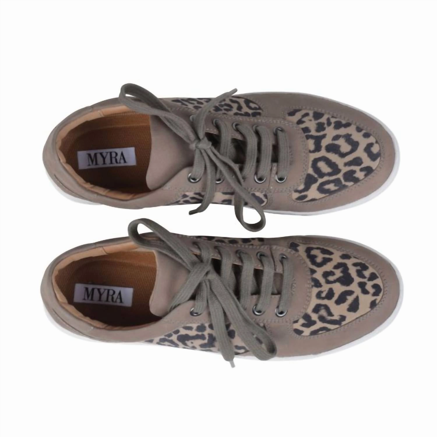 Women's Leather Sneakers In Leopard Quick Form Abrasion Resistant TPU