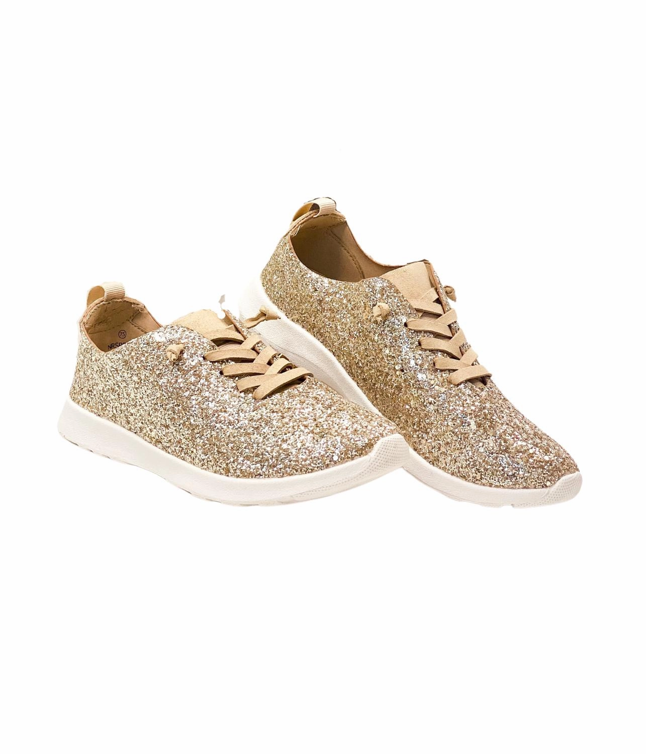 Women's Mayo Glitter Sneaker In Gold Tension Balanced Design