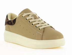 Women's Miki Leopard Sneakers In Beige Quick Dry Fabric