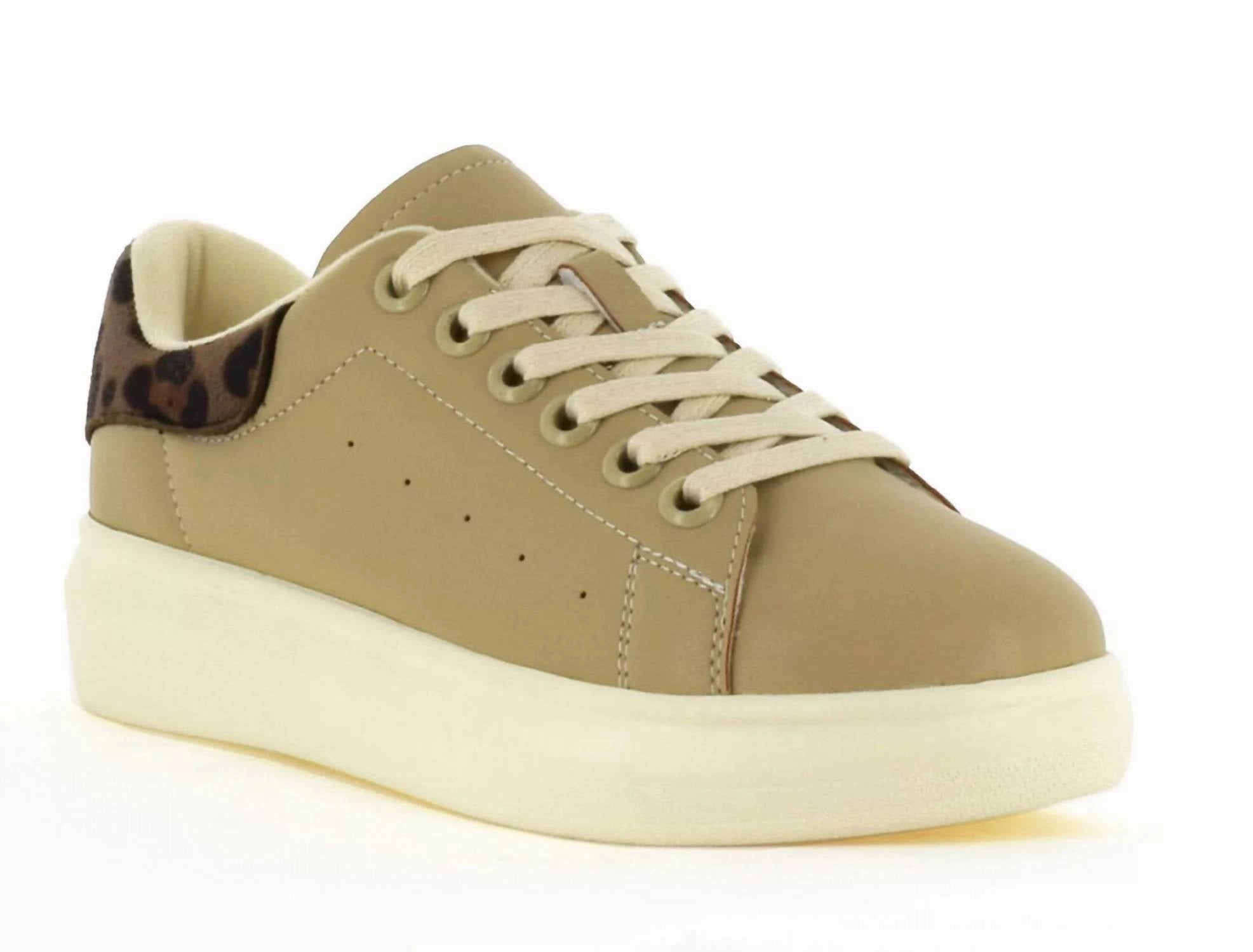 Women's Miki Leopard Sneakers In Beige Quick Dry Fabric