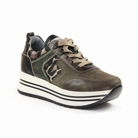 Eco Friendly Dye Process Women's Military Sneaker In Black
