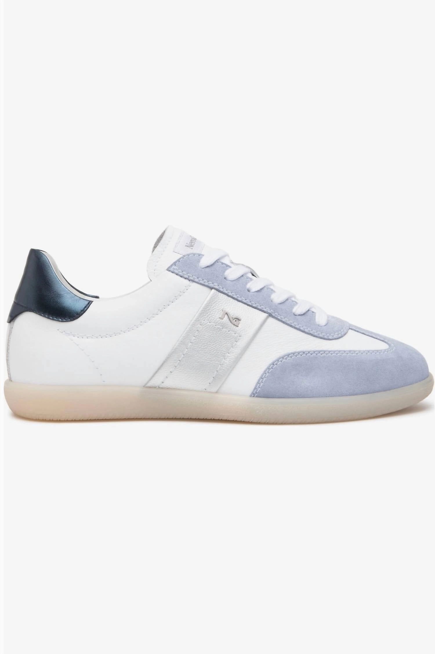 Sturdy flexibility Women's Mixed Leather Low-Top Tennis Sneakers In White/blue