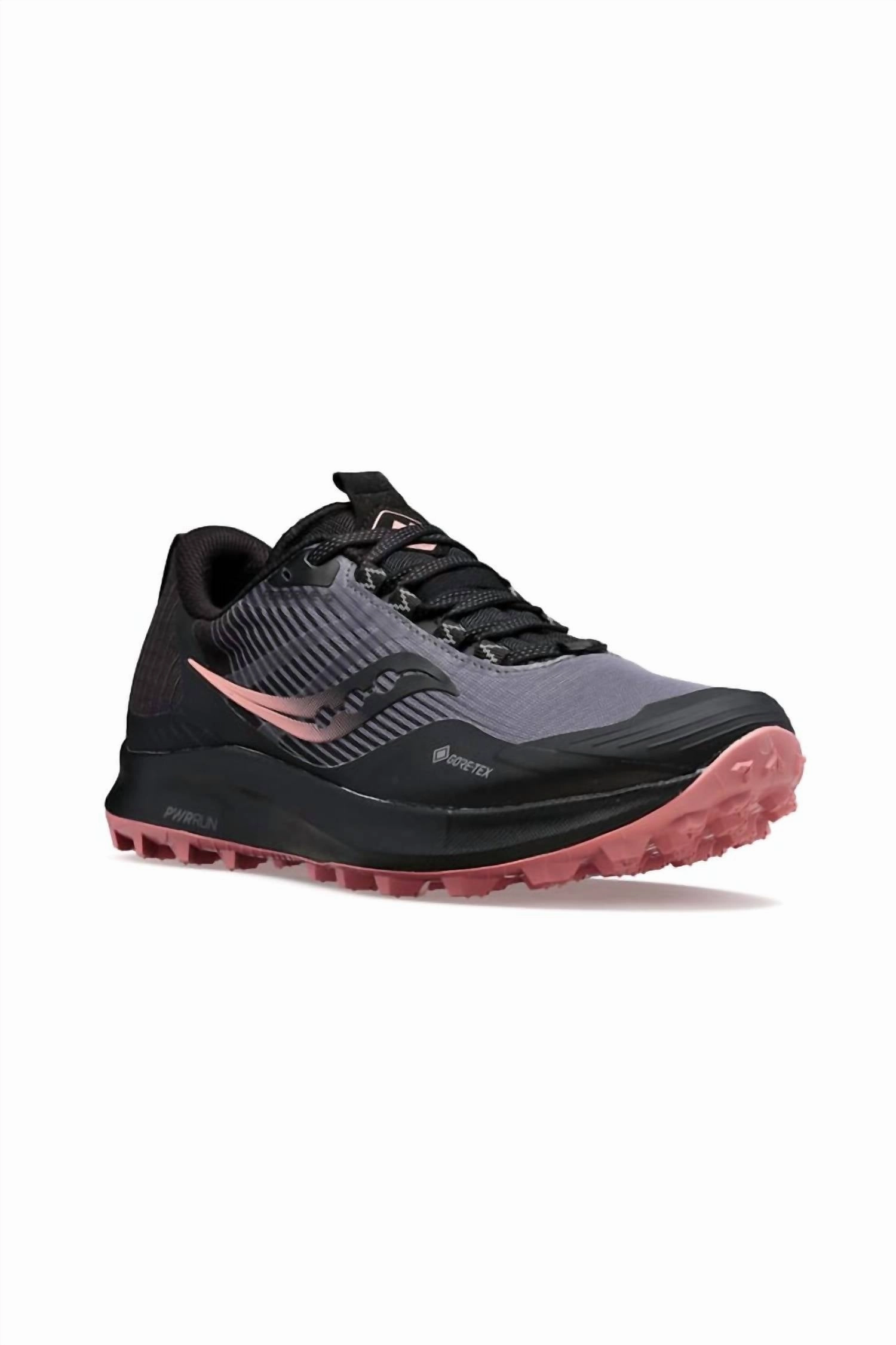 Women's Peregrine 12 Gtx Running Sneakers In Charcoal/shell Push Power Non Slip Lacing