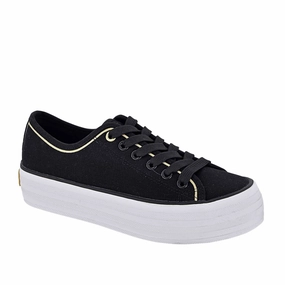 Anti   Bacterial Women's Platform Canvas Sneakers In Black