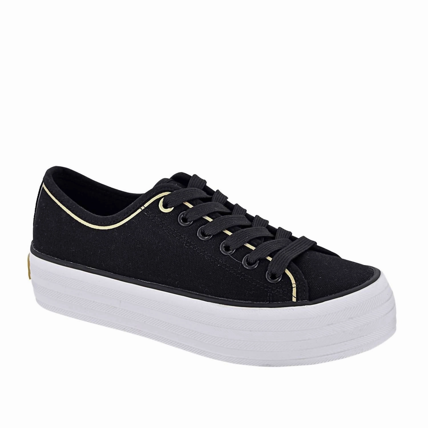 Sturdy breathability Comfort Frame Women's Platform Canvas Sneakers In Black