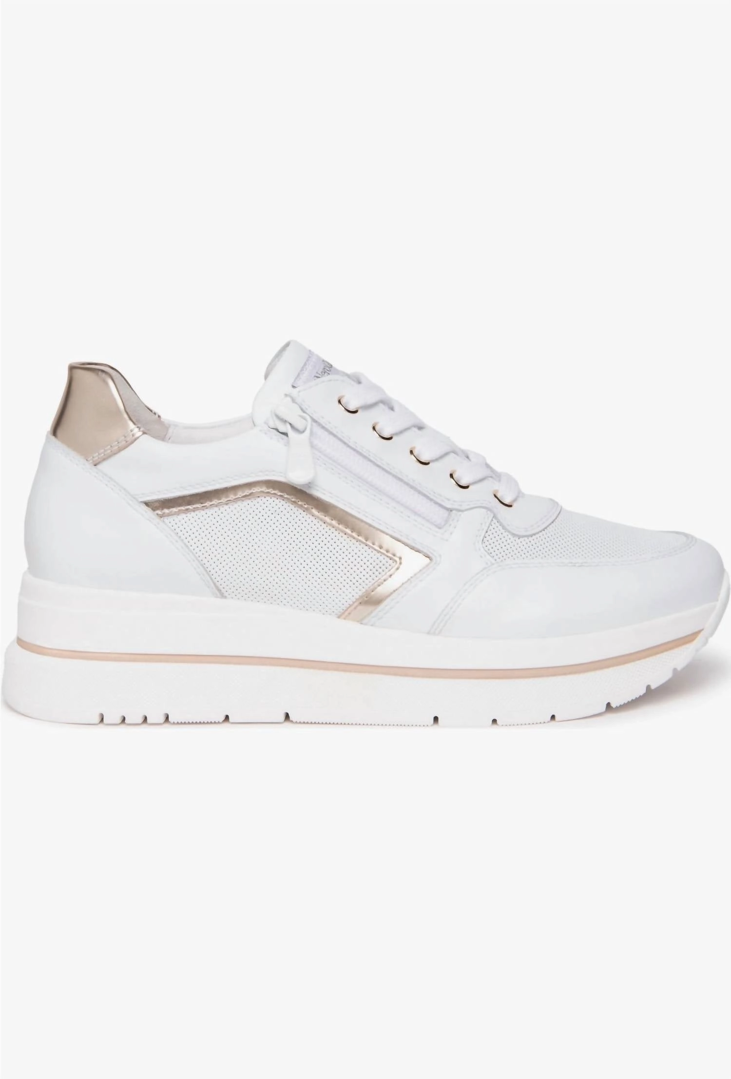 Women's Platform Sneakers In White/gold Anti blister