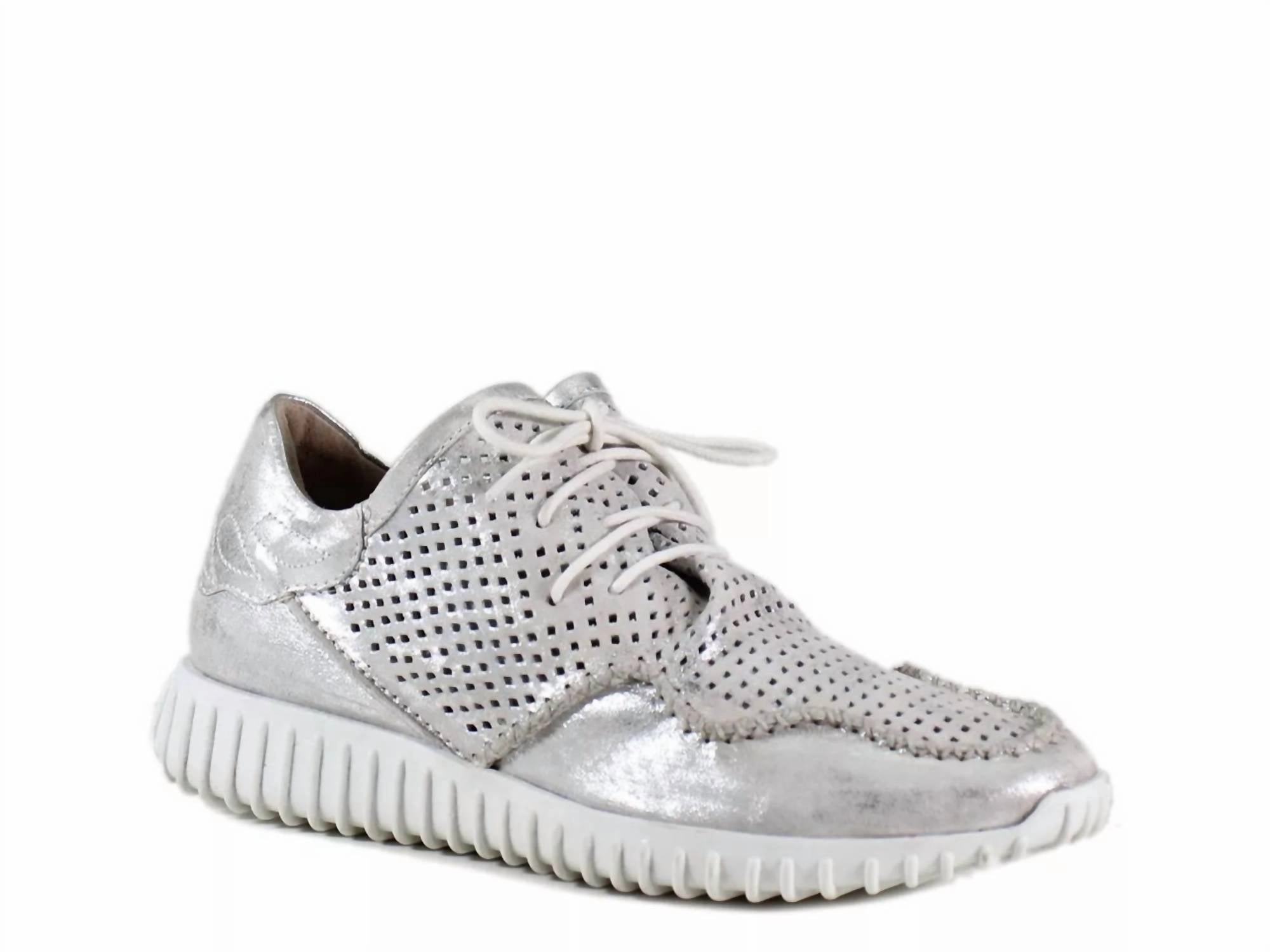 Blown Rubber Traction Sporty Women's Poker Hand Sneakers In Silver Metallic