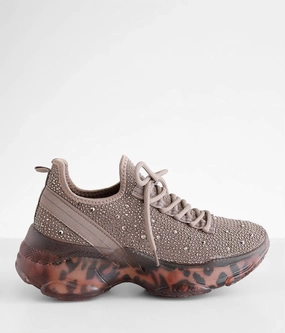 Women's Rhinestone Hella Sneaker In Taupe Slip Resistant Design
