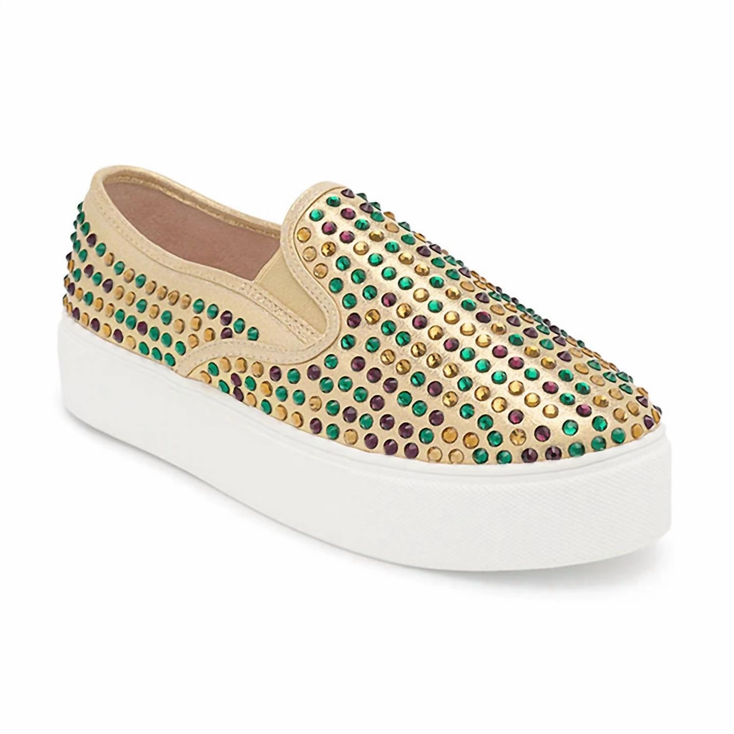 Lightweight Women's Rhinestone Sneakers In Gold Multi