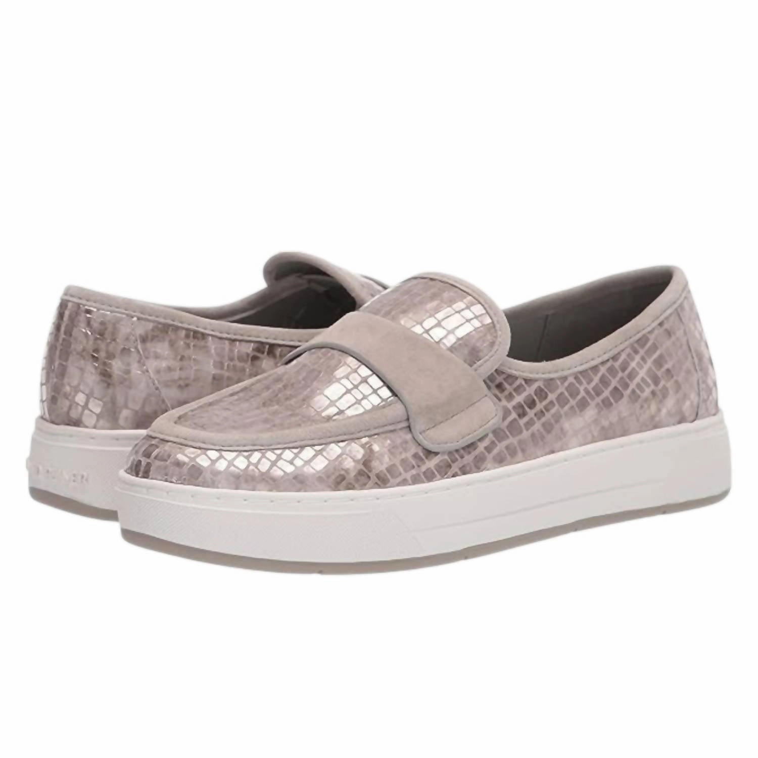 Women's Richie-Ag Sneaker In Platinum Antique Metallic Crocco Abrasion Resistant Toe Guard Comfy Fit