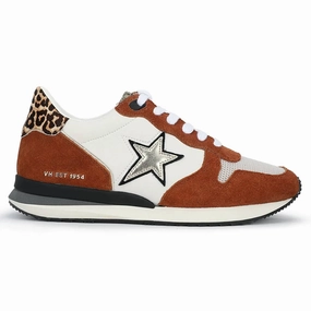 Women's Rock Sneaker In White Chestnut Leopard Iconic Piece