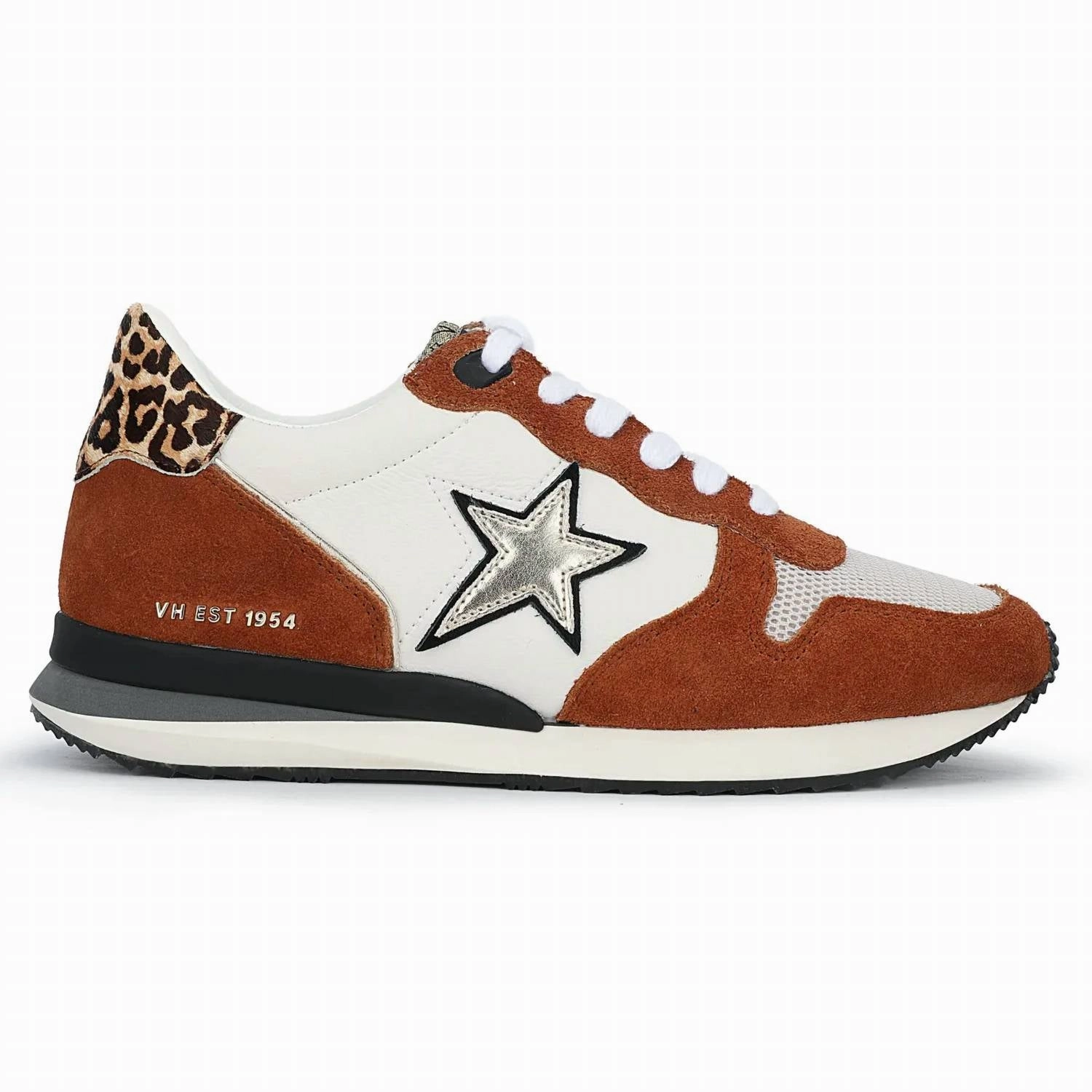 Women's Rock Sneaker In White Chestnut Leopard Iconic Piece