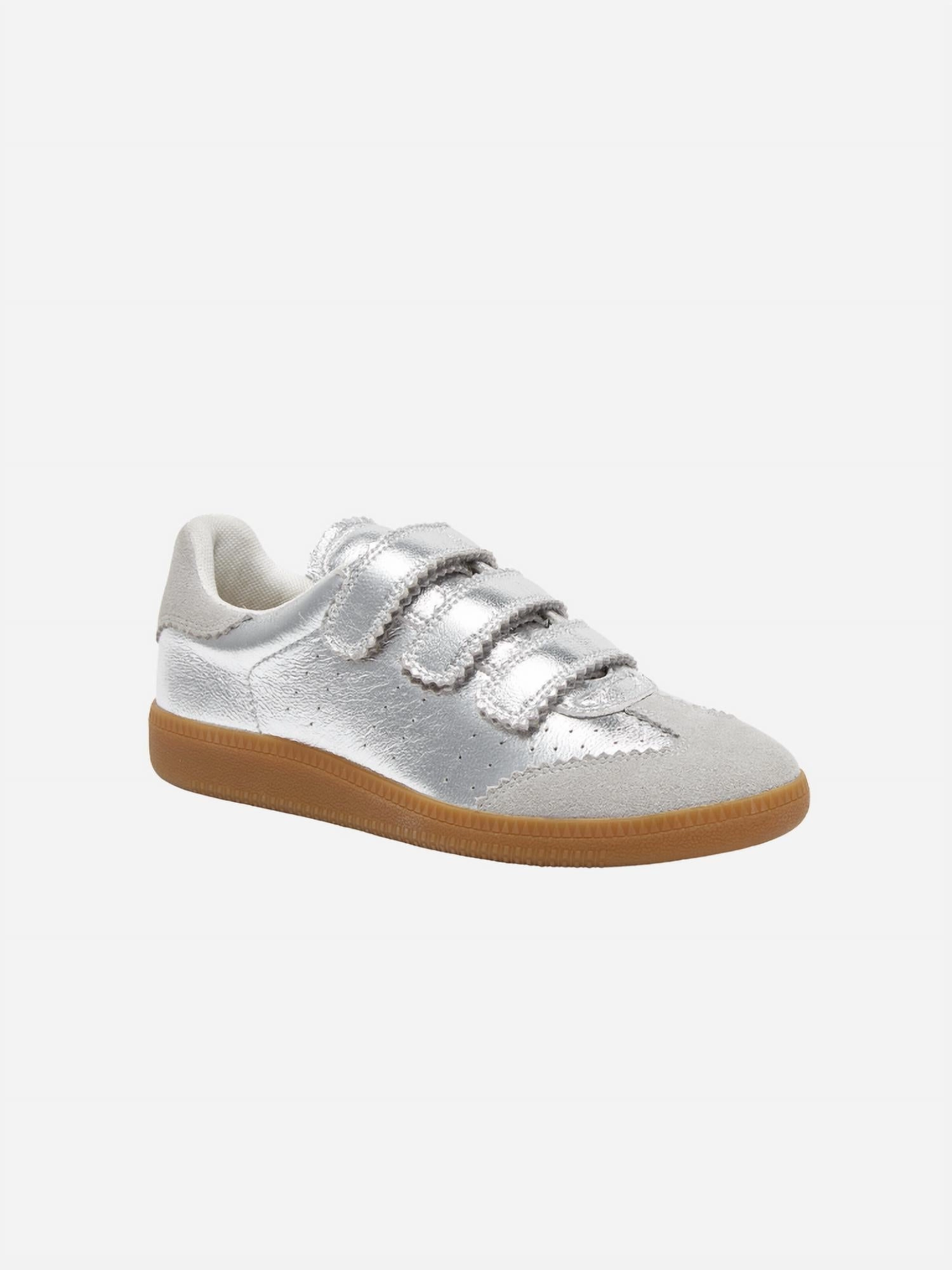 Women's Seena Velcro Sneaker In Silver Memory Foam Collar