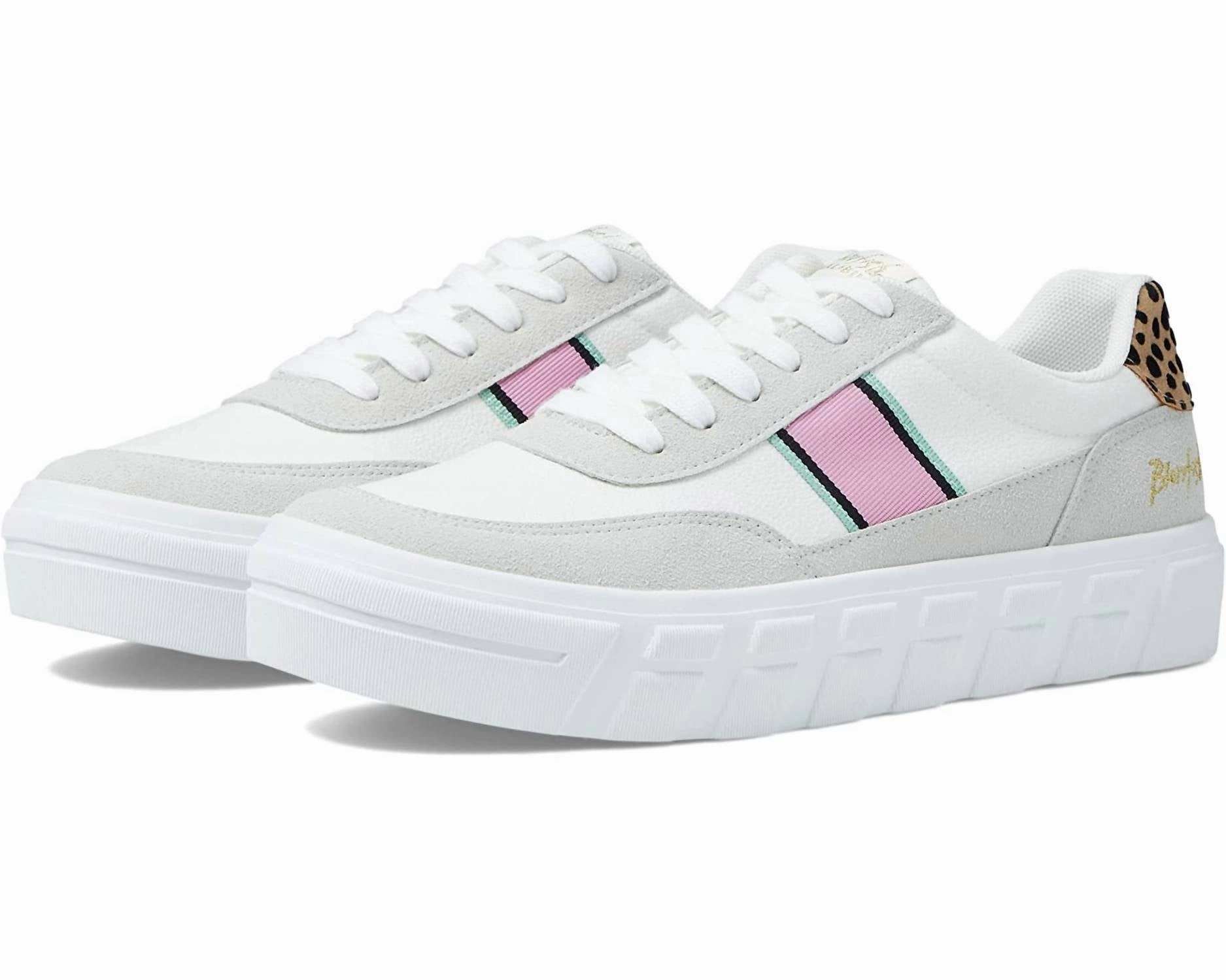 Glam fit Women's Speedy Sneaker In White Fields/sand Pixie Leopard Grassland