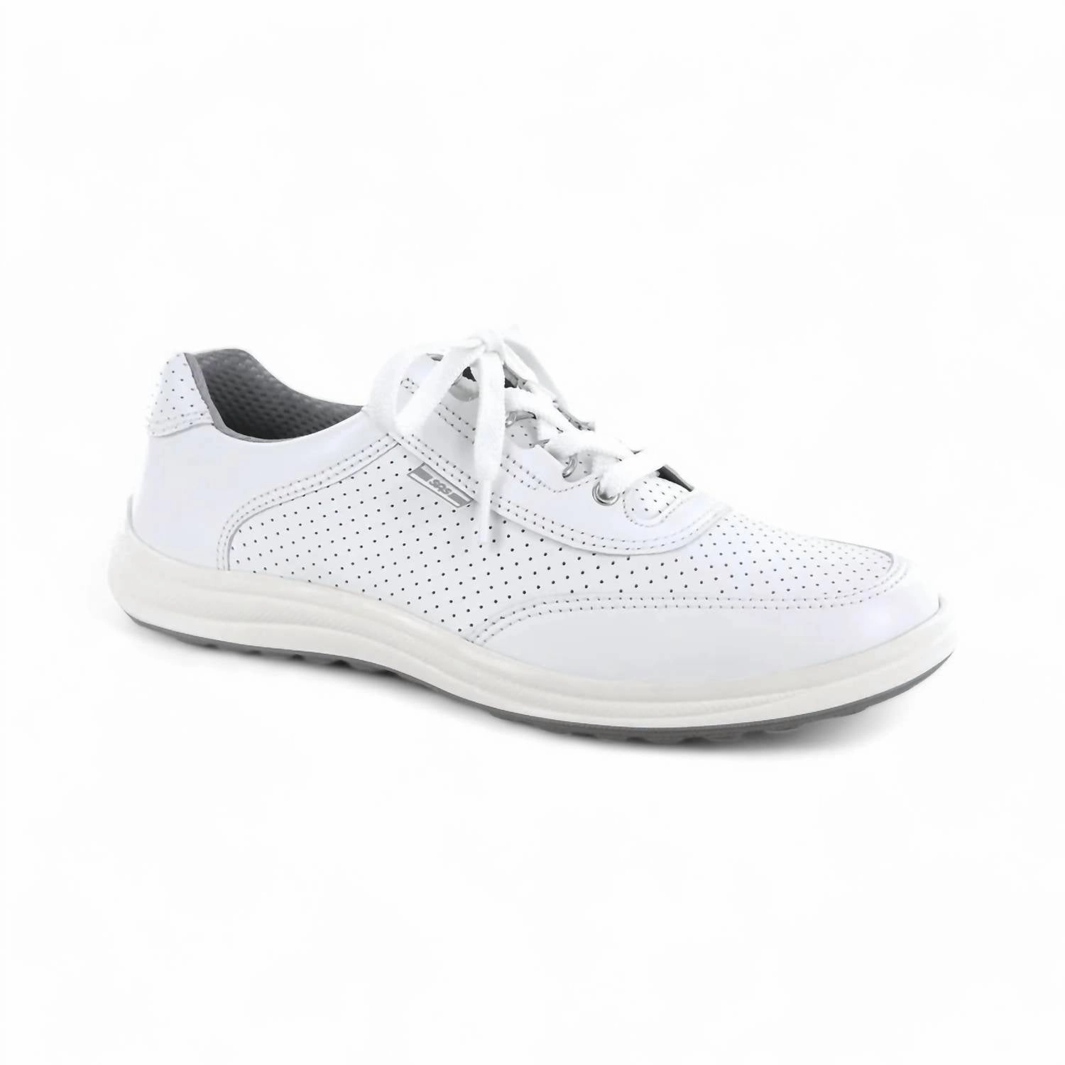 Comfort Ankle Support Women's Sporty Lux Lace Up Sneaker - Double Wide Width In White Perf