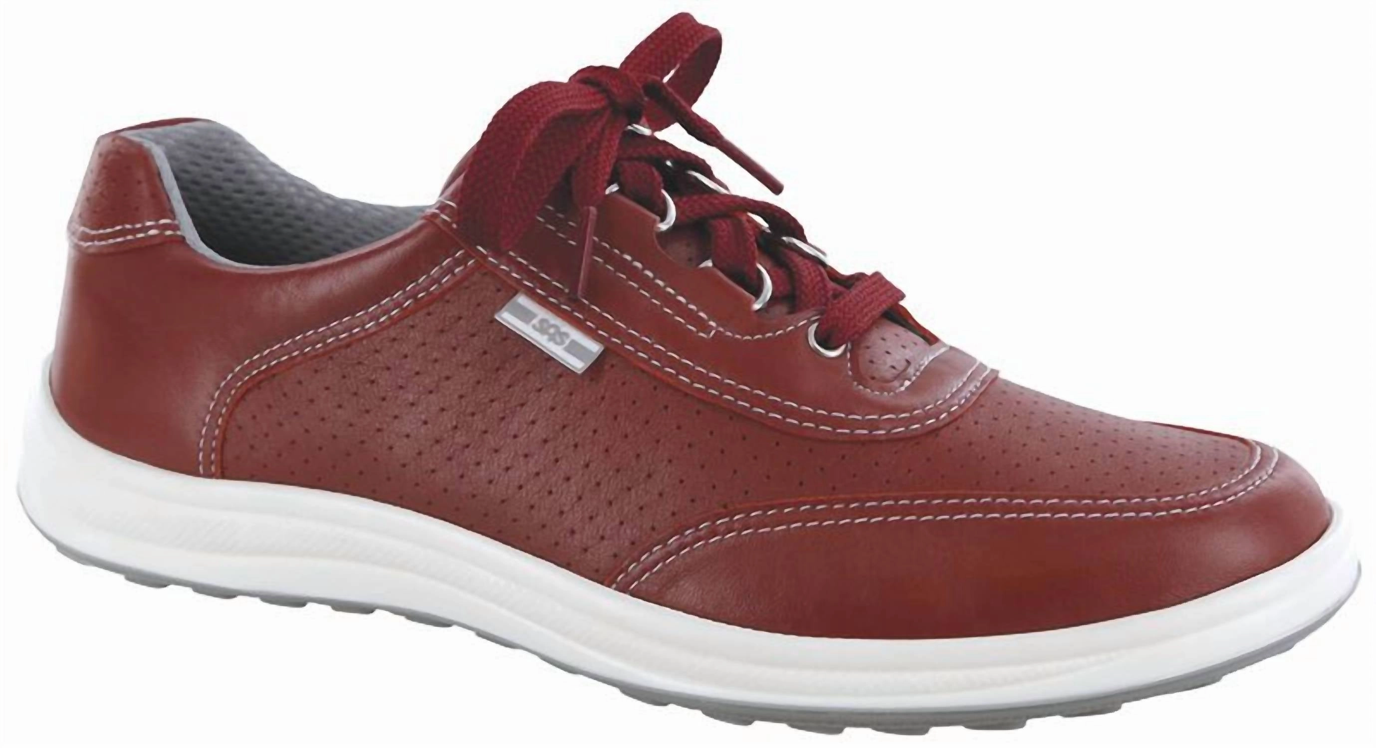 Smooth Step Orthopedic Friendly Fit Women's Sporty Lux Lace Up Sneaker In Ruby Perf
