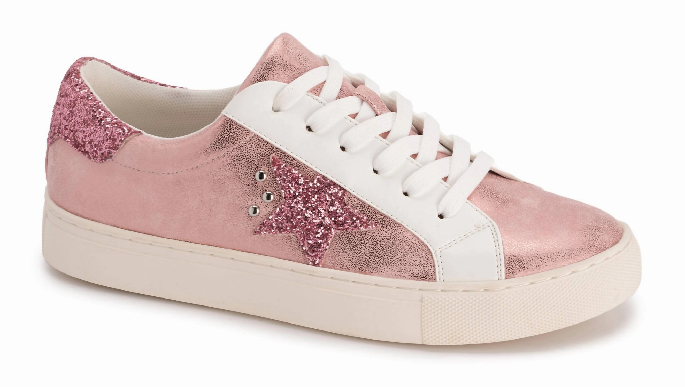Dynamic Style Smooth Step Women's Supernova Sneaker In Pink Metallic, White And Off White