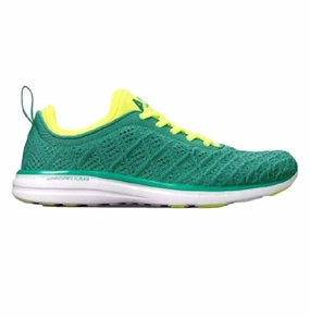 Women's Techloom Phantom Sneaker In Tropical Green/energy/white Slim Profile Compression Balanced Midsole