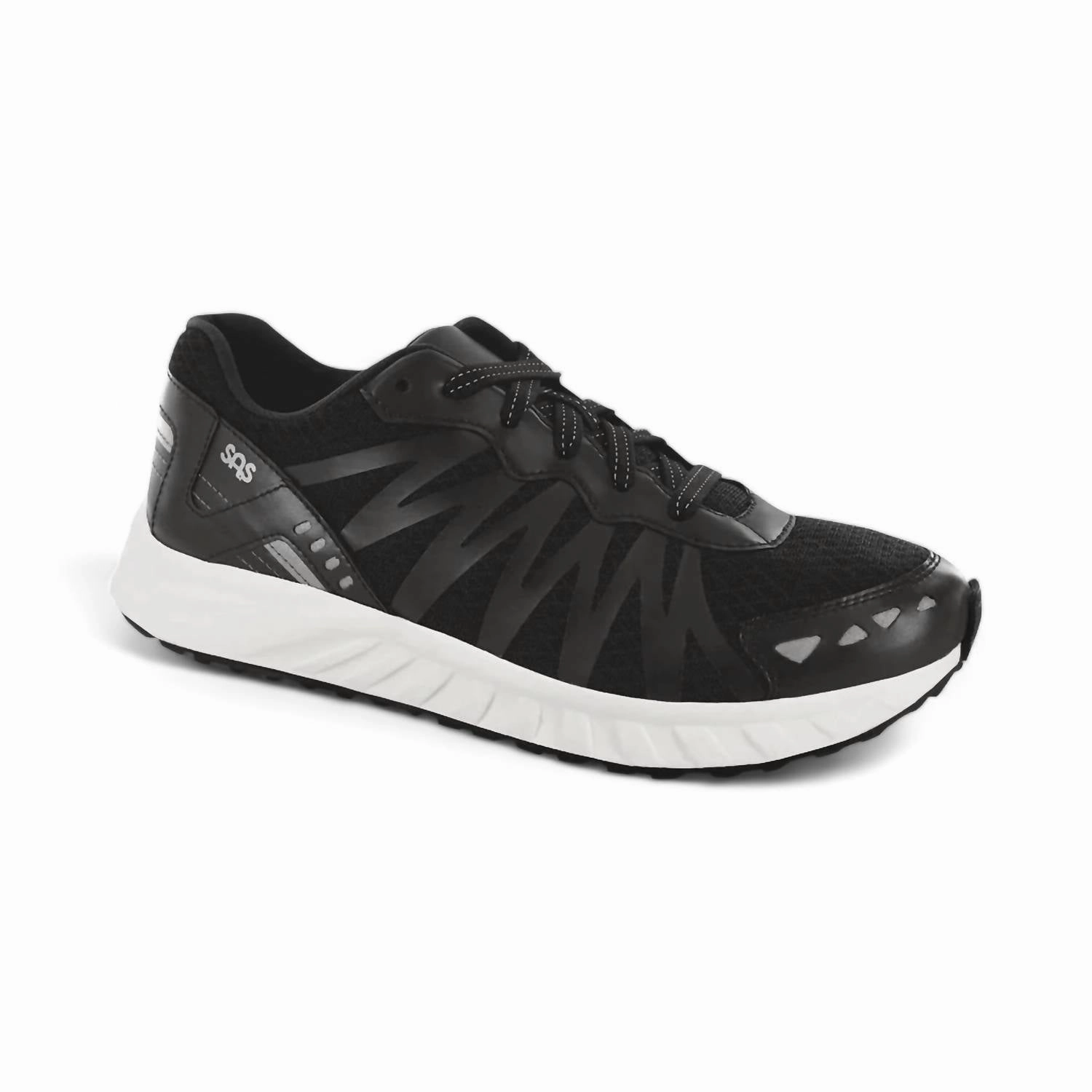 Steady Steps Adaptive Motion Women's Tempo Lace Up Sneaker - Wide Width In Black