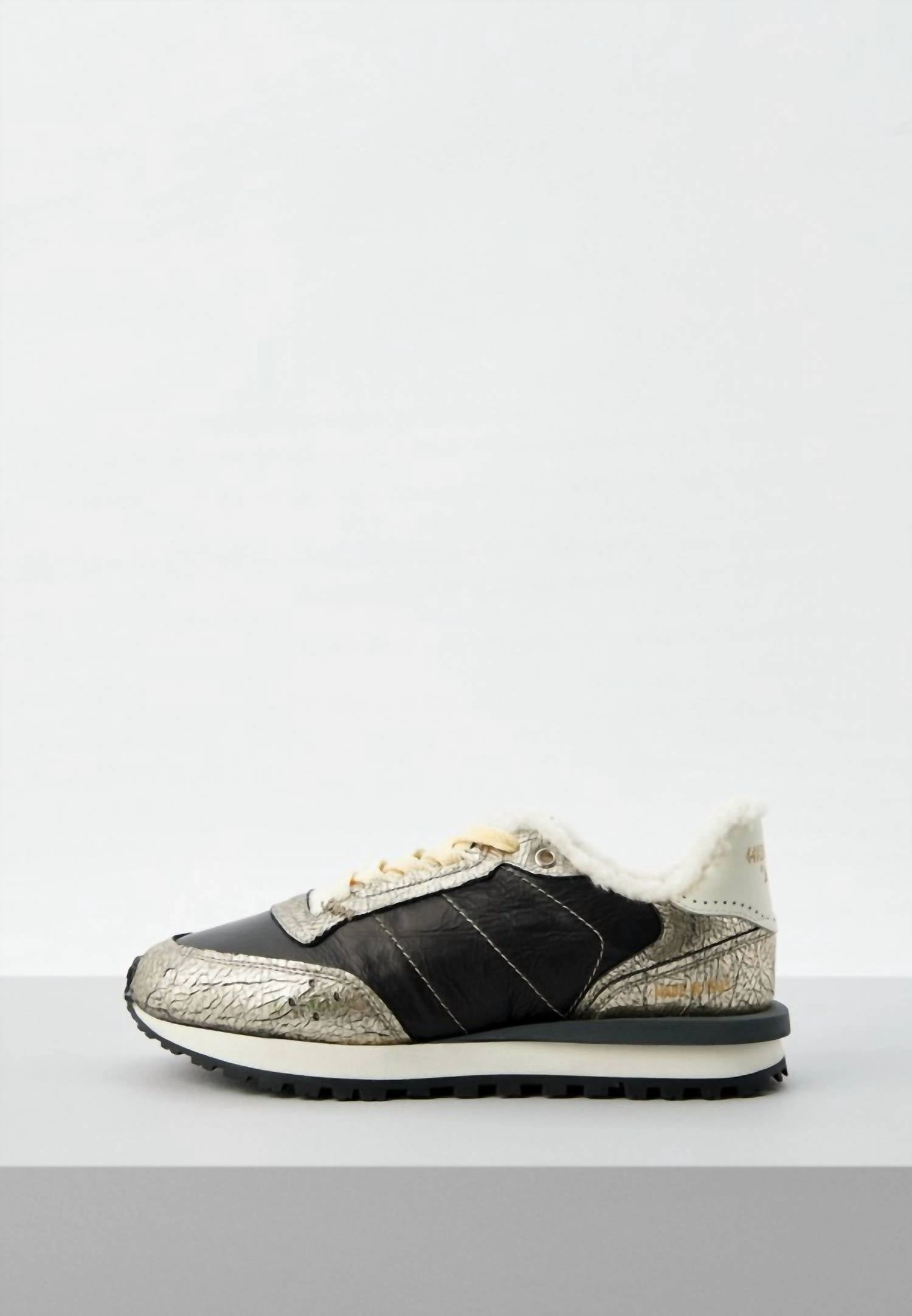 Women's Tenkei Prime Polar Fleece Art Sneaker In Platinum Crash Black Reinforced Eyelets Design