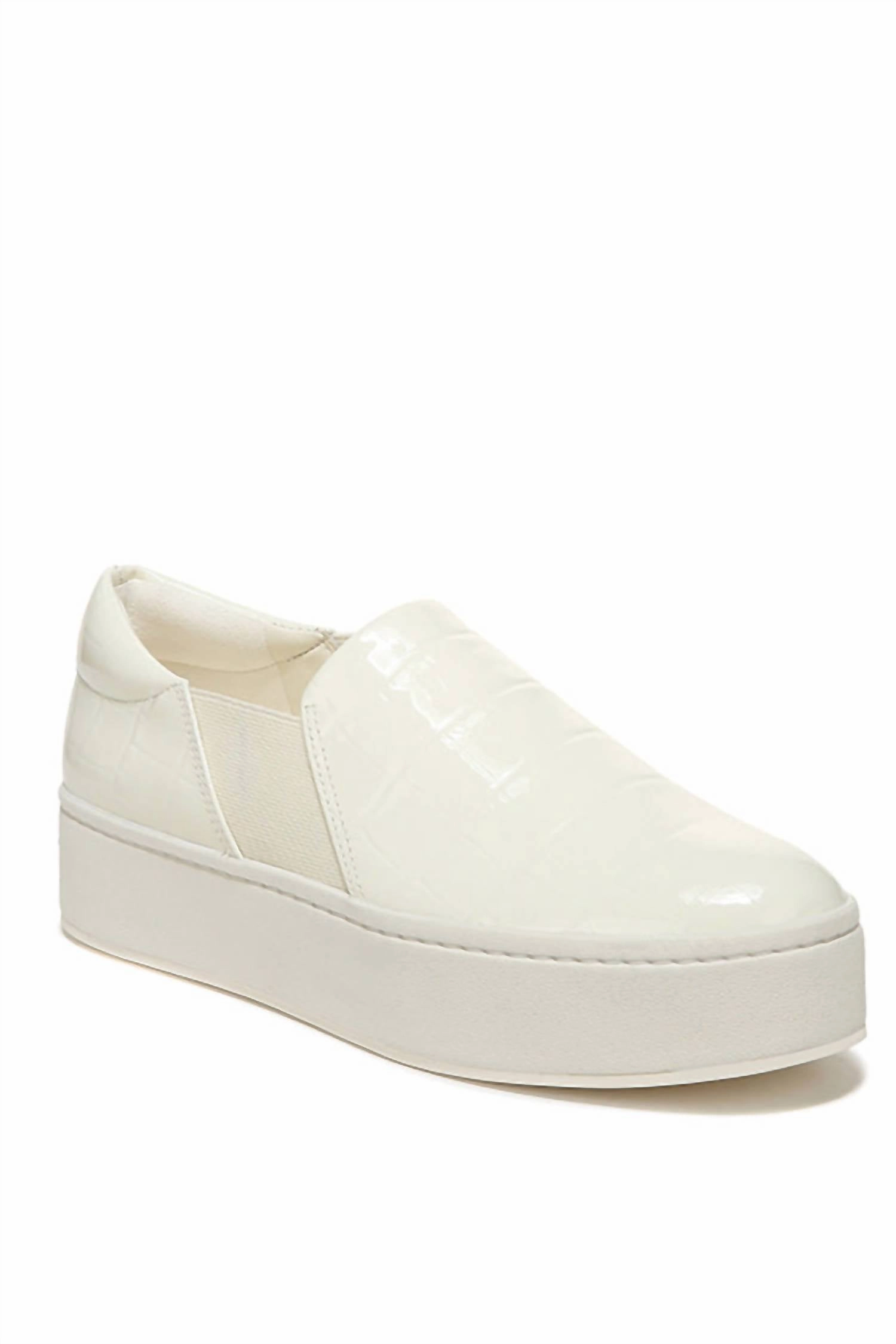 Elevated Comfort Women's Warren Croc Stamped Sneaker In Marble Cream
