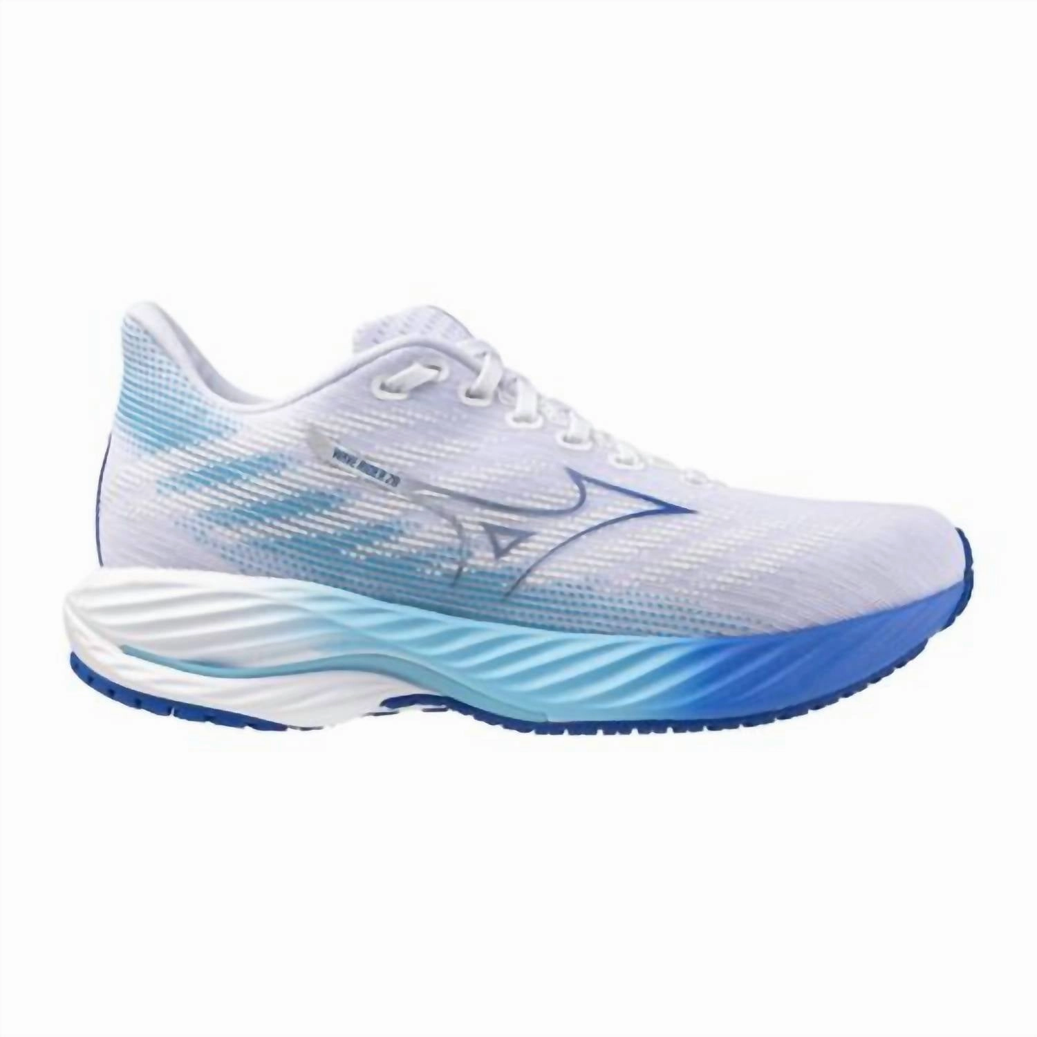 Women's Wave Rider 28 Shoes In White-Mugen Blue Durable Toe Guard