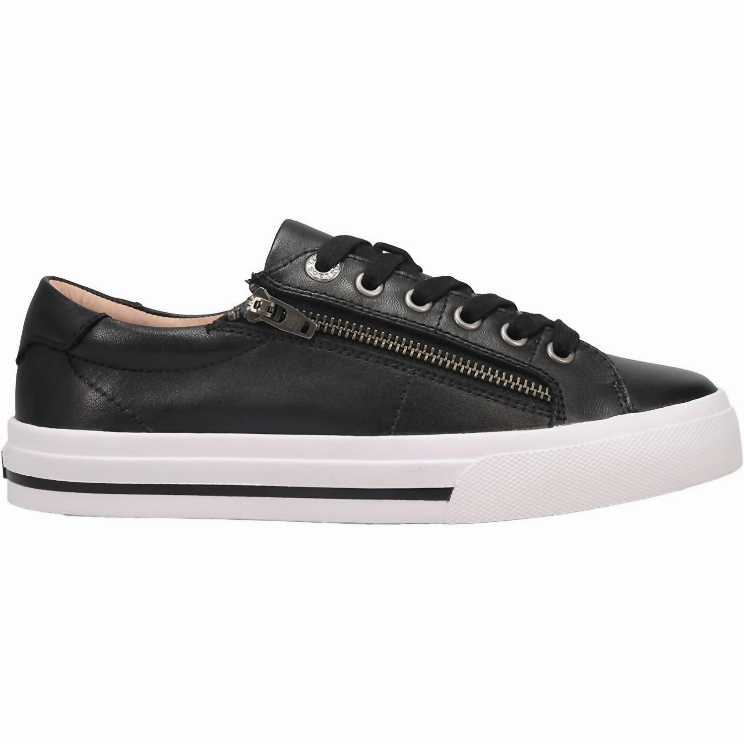 Long Time Wear Street Drive Women's Z Soul Lux Leather Sneaker In Black Leather