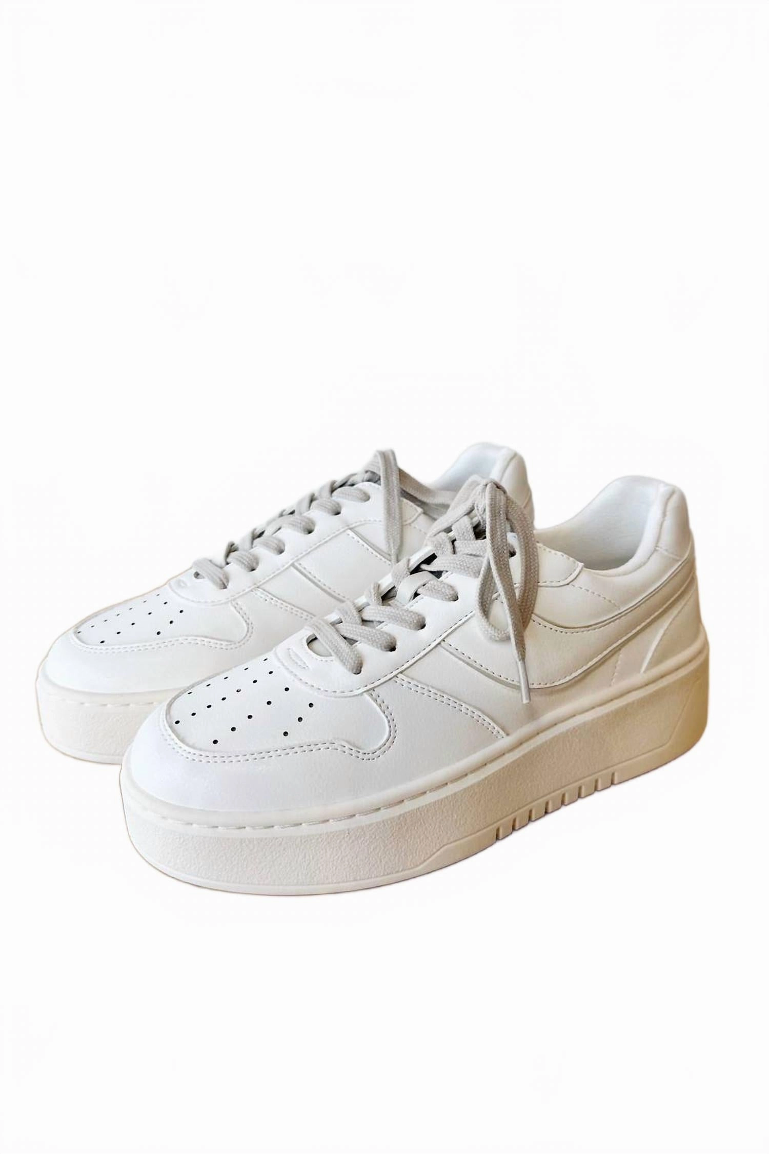 Grip Texture Ventilated Insole Women Satine Platform Sneakers In White