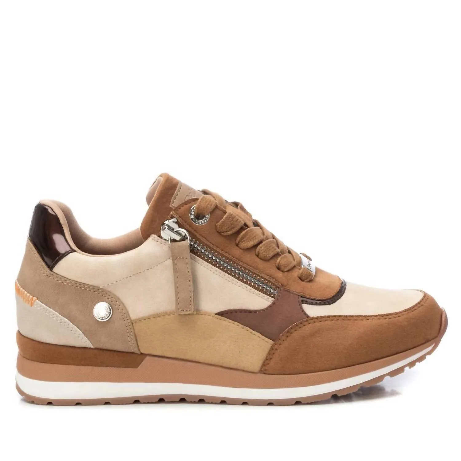 Women's Casual Sneakers In Camel Comfort Stretch Breathable Quarter Panels