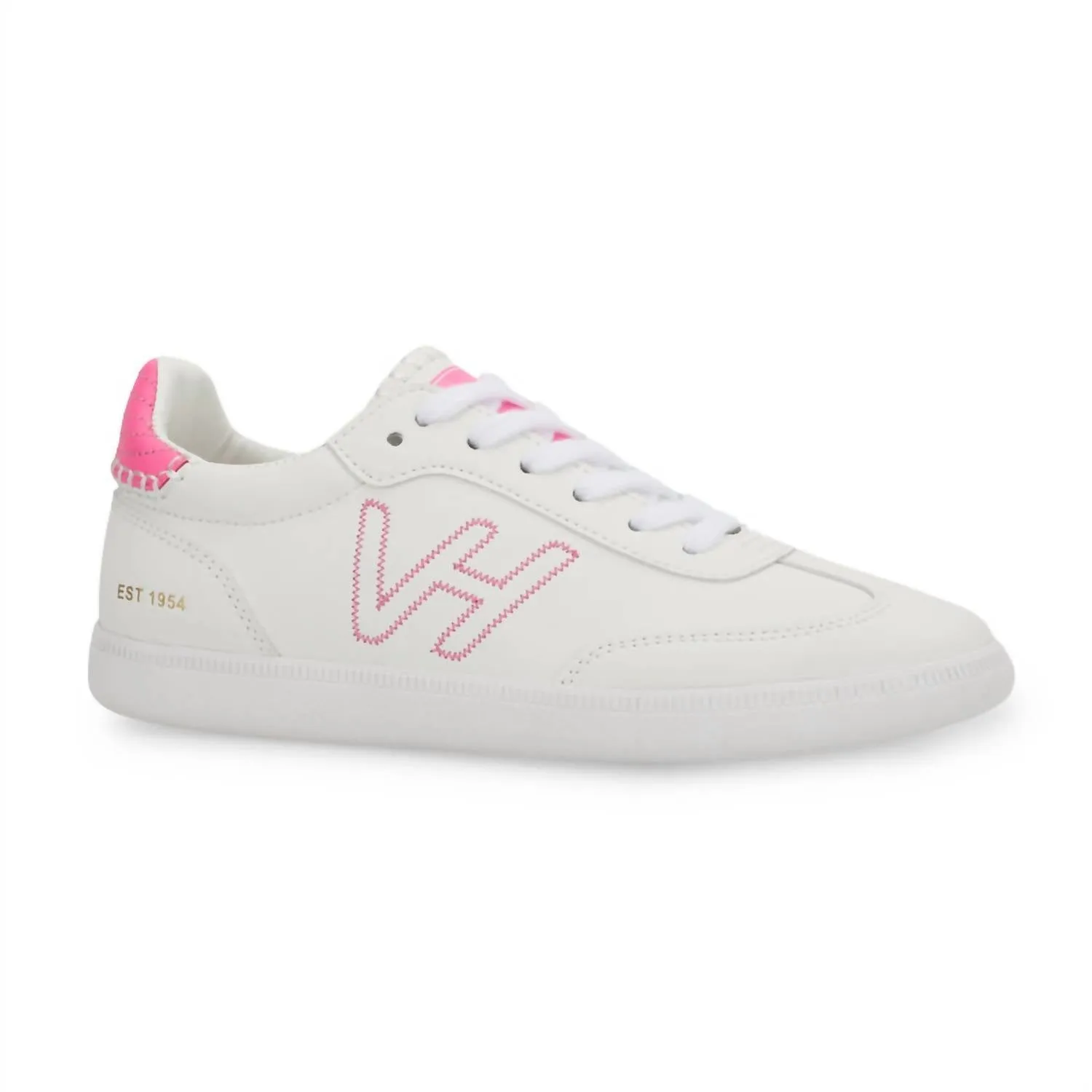 Women's Crisp 4 Sneaker In White/pink Minimalist Stitch Design