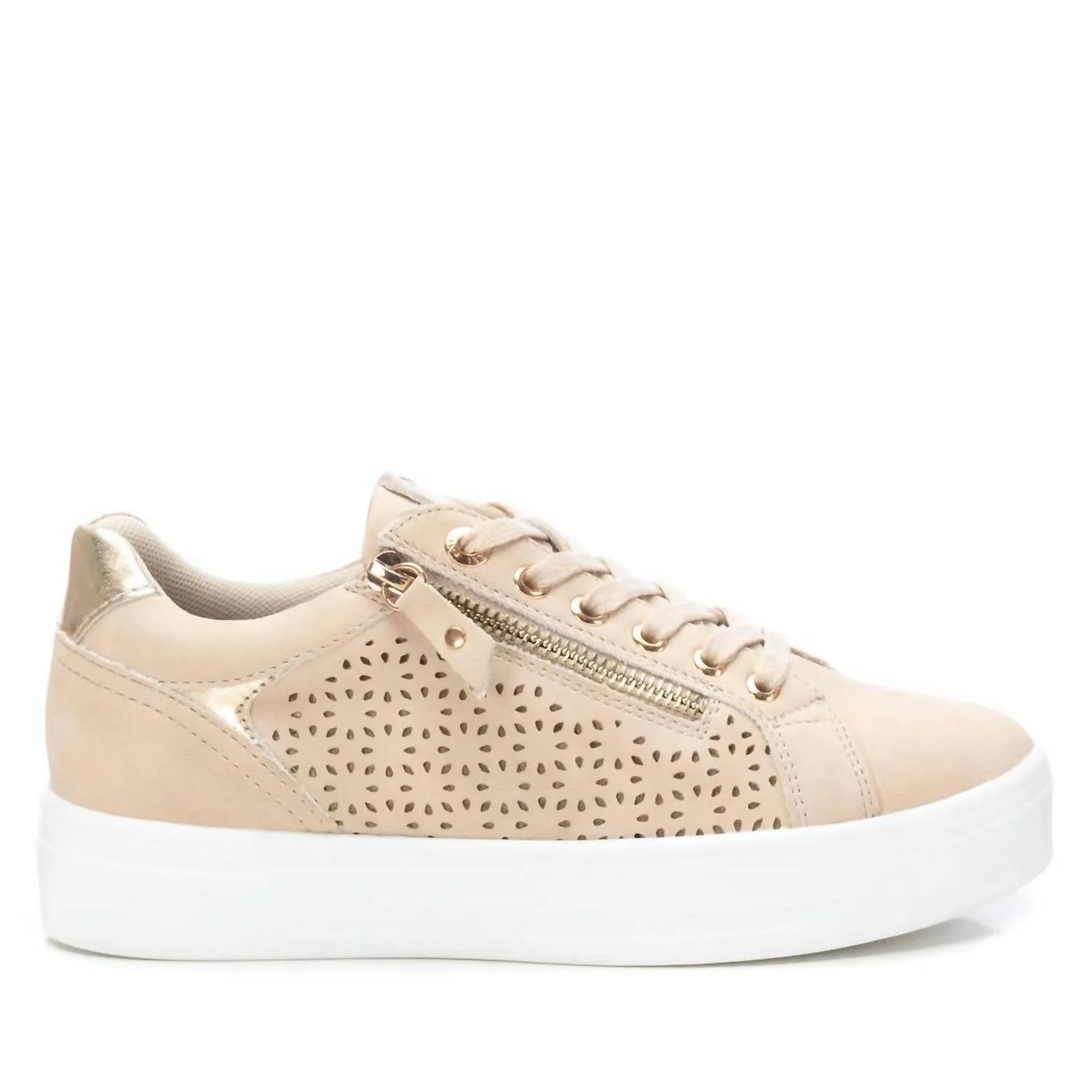 Women's Faux Leather Sneakers In Beige Sport Enthusiast Bare Footfeel