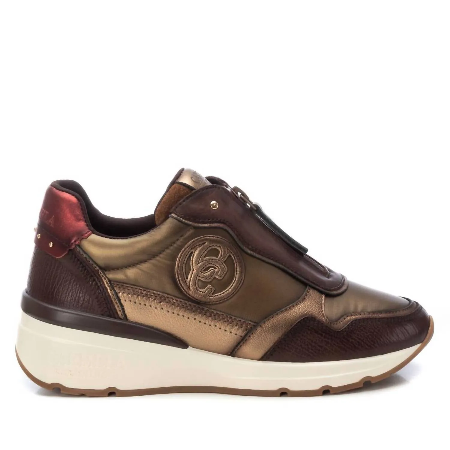 Breathable panel No Effort Women's Leather Sneakers In Brown