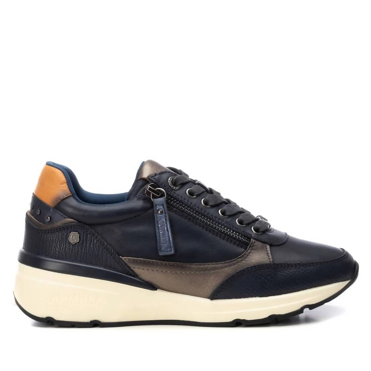 shape fit PaddedTongue Women's Leather Sneakers In Navy