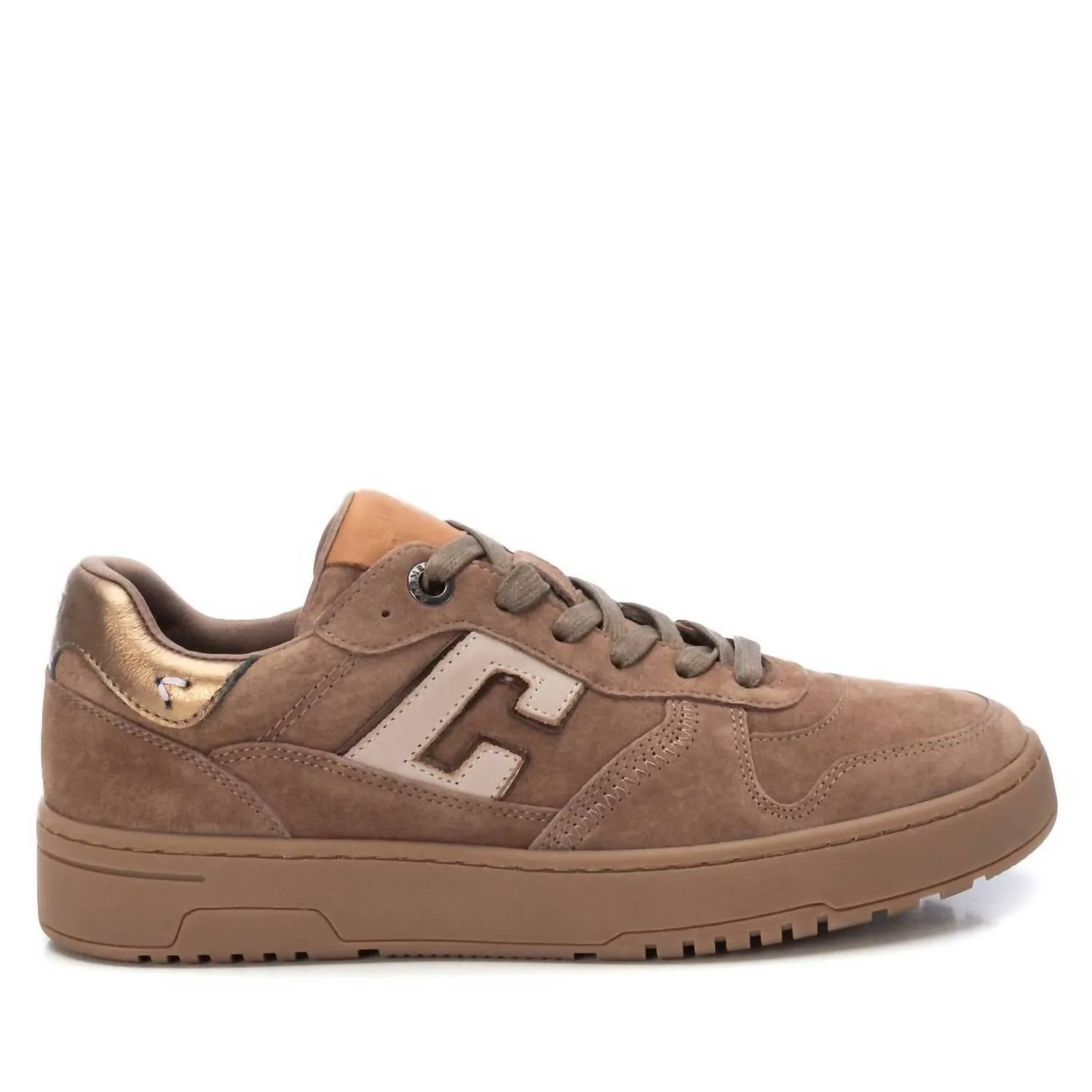 Comfort Canvas workout wear Women's Leather Sneakers In Taupe