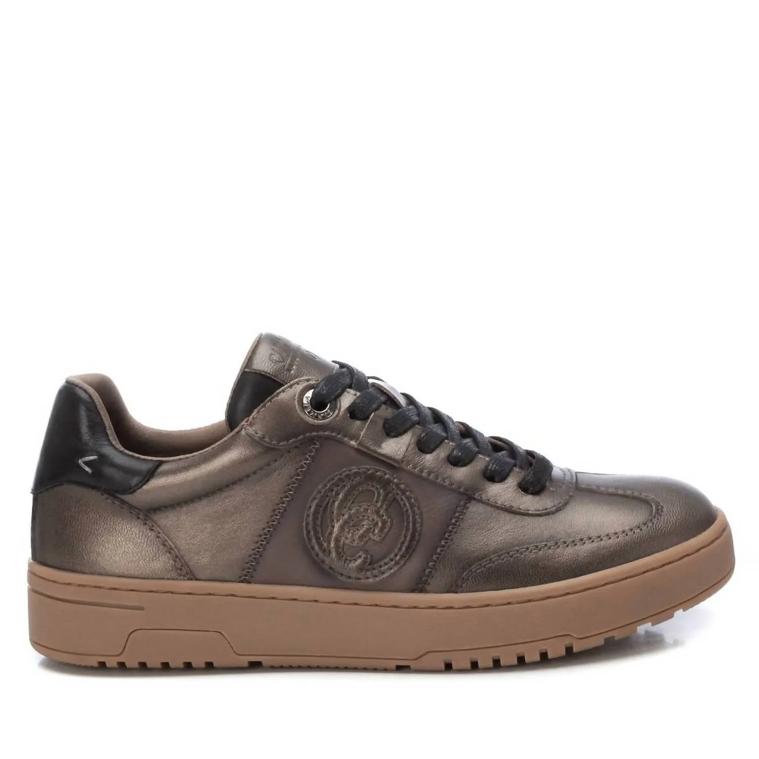 Women's Leather Trainer Sneakers In Silver Casual Support