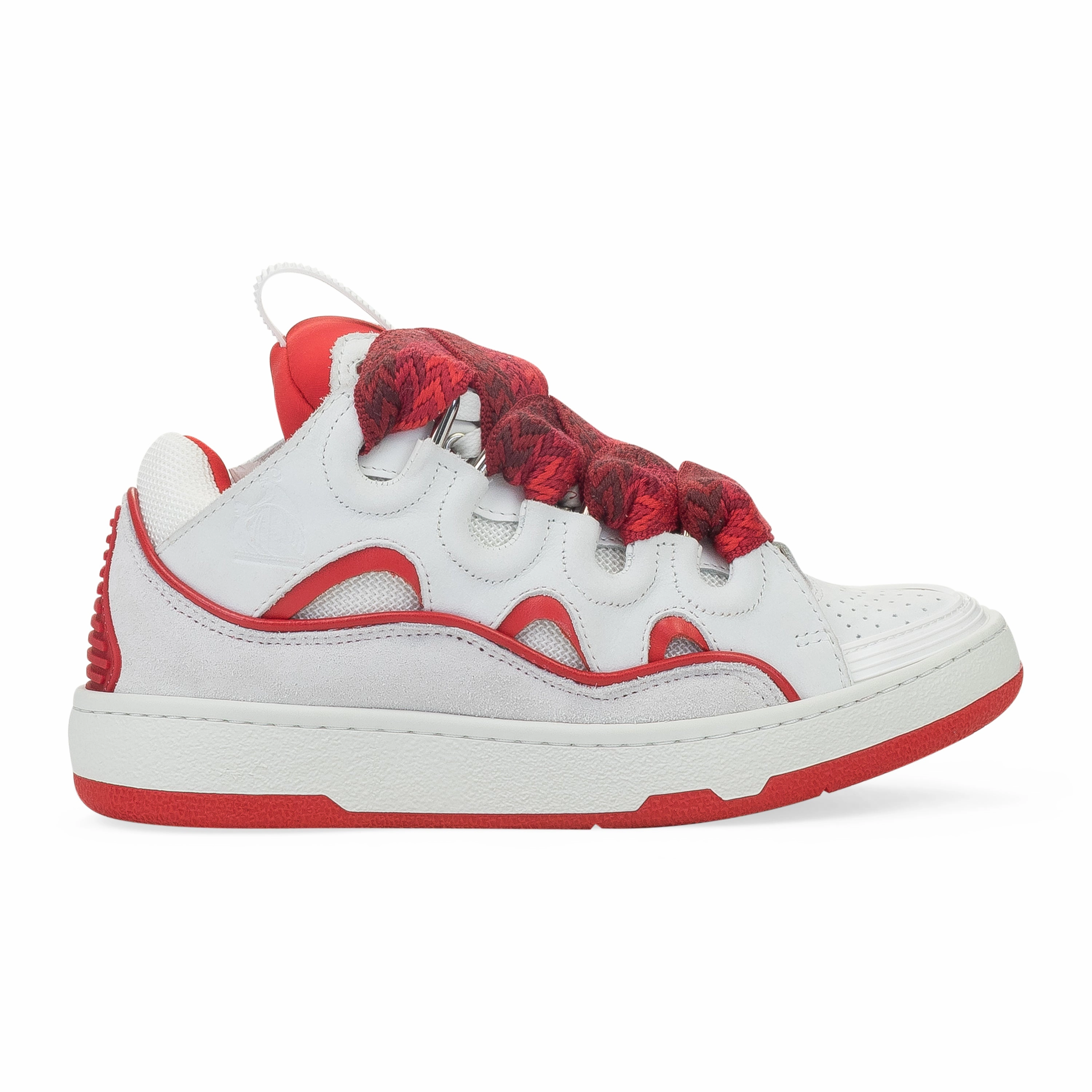 WHITE/RED BASKETS CURB SNEAKERS Anti Fatigue Technology