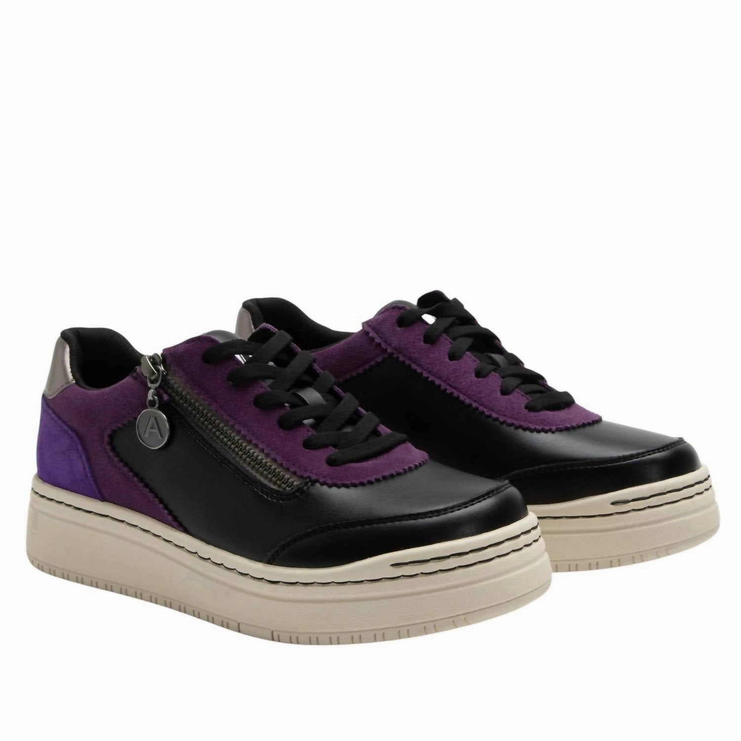 Women's Averie Sneakers In Black Purple Plant Based Materials Casual Comfort
